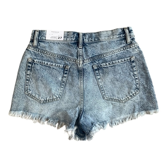 NWT Women's Jean Shorts Zara Pacsun High-rise Ripped Vintage Denim Blue Shorts - Picture 7 of 9